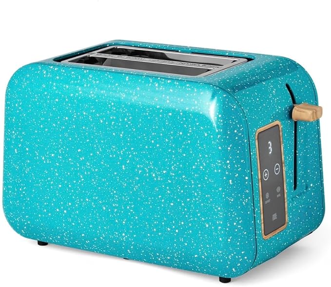 P. W Digital 2-Slice Toaster Speckle – 6 Shade Settings LED Display Extra-Wide Slots (Teal Speckle)