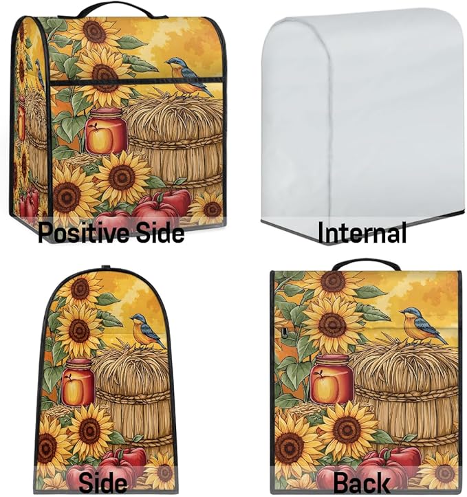 cfpolar Kitchen Aid Mixer Cover Compatible with 6-8 Quarts Sunflower Apples Bird Fall Stand Mixer Cover Kitchen Aid Mixers Accessories Appliance Organizer Bag Dust Covers with Zipper Pocket