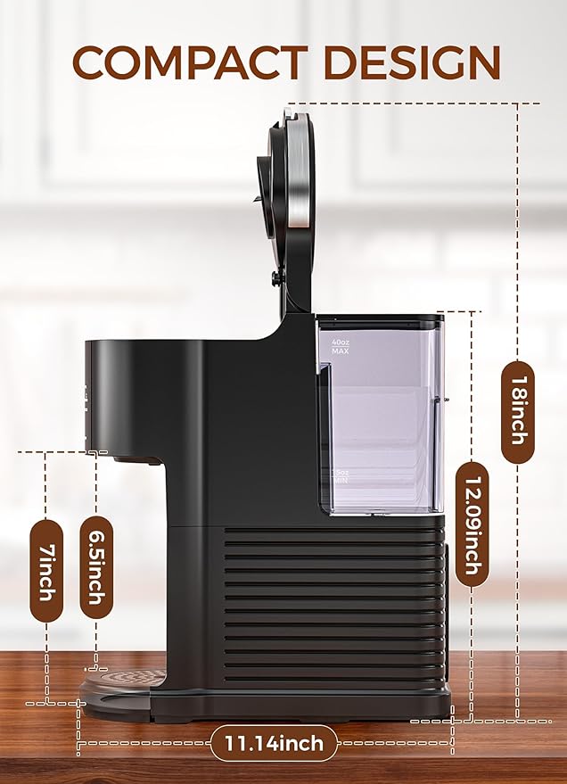 COWSAR Commercial Single Serve Coffee Maker K Cup Coffee Brewer for Capsule and Ground Coffee Capsule Coffee Machine with 40 Oz Water Tank Instant-Heat 5 Brew Sizes Up To 14 Oz Black