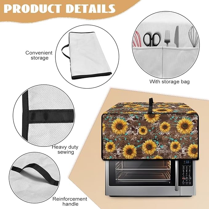 Convection Toaster Oven Cover with Storage Pockets Fits Machines Up to 18.5x14.5x9 Convection Toaster Oven Covers for Family Kitchen Essential Leopard print