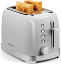 Toaster 2 Slice Retro Stainless Steel with 1.5” Extra Wide Slots Bagel Defrost Reheat Cancel Functions 6 Bread Shade Settings Removable Crumb Tray Gray