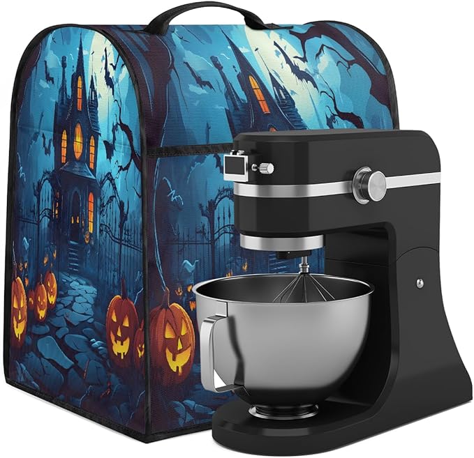 cfpolar Kitchen Aid Mixer Cover Compatible with 6-8 Quarts Halloween Spooky Decorate Stand Mixer Cover Kitchen Aid Mixers Accessories Appliance Organizer Bag Dust Covers with Zipper Pocket