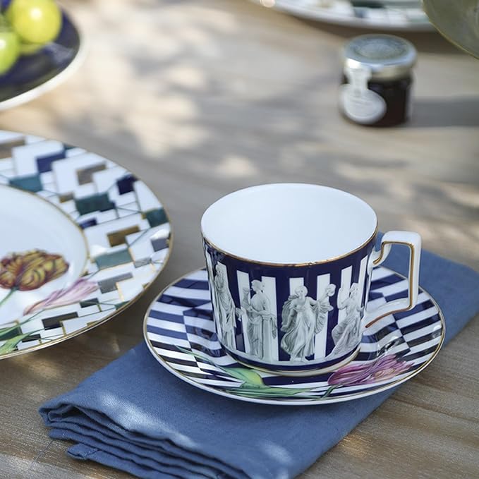European Style Dinnerware Set Service for 4 Bone China Dinnerware Sets Unbreakable Porcelain Dinner Sets Coffee Cup and Saucer Tableware Set Steak Dinner Plates Dish Set tulip
