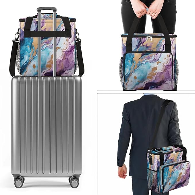 Marble Purple Blue Coffee Maker Travel Bag for K-Mini or K-Mini Plus Single Serve Coffee Brewer Portable Storage Tote Case for Tarvel