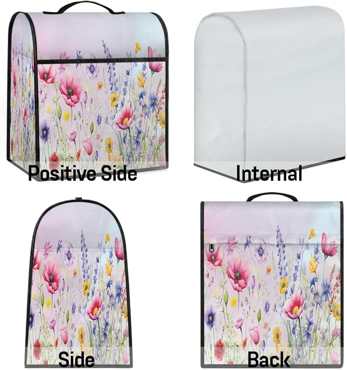 cfpolar Kitchen Aid Mixer Cover Compatible with 6-8 Quarts Flower Colorful Floral Stand Mixer Cover Kitchen Aid Mixers Accessories Appliance Organizer Bag Dust Covers with Zipper Pocket