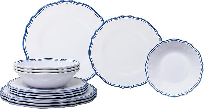 Le Cadeaux 12 Piece Luxury Melamine Dinnerware Set Service for 4 Maison