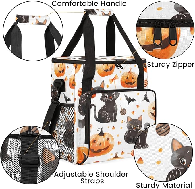 Cartoon Pumpkin Coffee Maker Carrying Bag Cat Pumpkin Travel Storage Bag Compatible with K-Mini or K-Mini Plus Single Serve Coffee Brewer Carrying Case with Multiple Pockets &amp Shoulder Strap