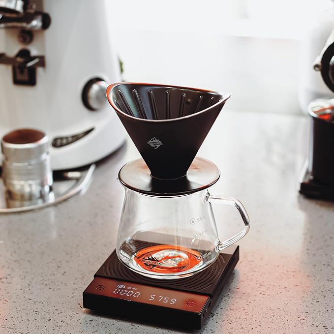 Pour Over Coffee Maker Set Black Ceramic Coffee Dripper with V60 Paper filter 650ml Coffee Glass Server for Cafe Home Restaurant 6291-12202-03A