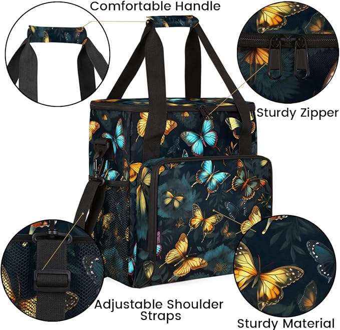 Dreamy Butterfly Coffee Maker Carrying Bag Flame Butterfly Travel Storage Bag Compatible with K-Mini or K-Mini Plus Single Serve Coffee Brewer Carrying Case with Multiple Pockets &amp Shoulder Stra
