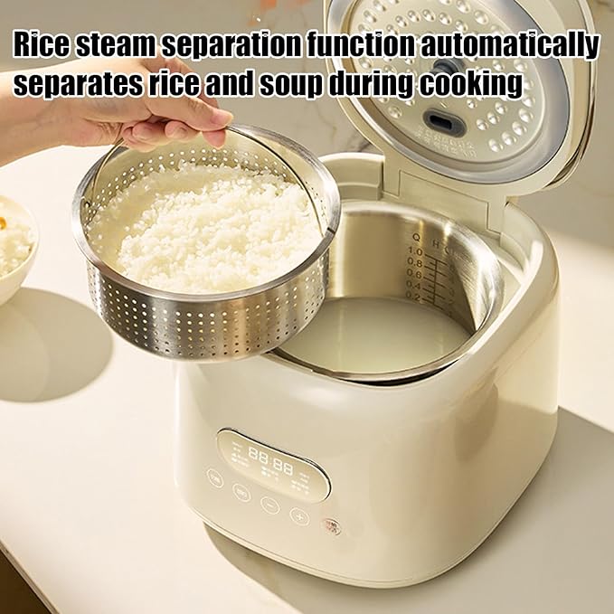 2.5L Portable Rice Cooker Low Sugar Rice Cooker 8 Cooking Modes Stainless Steel Inner Pot and Steamer