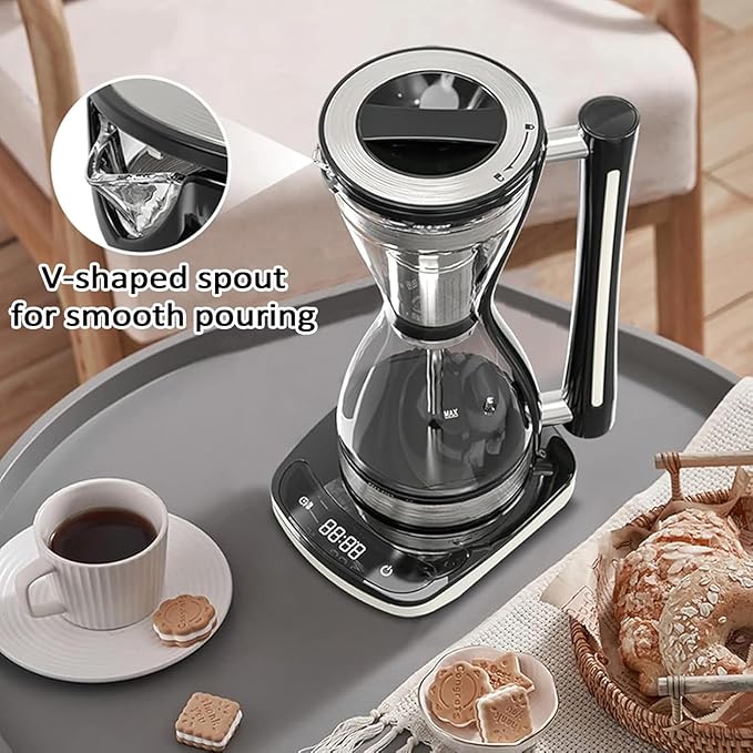 240ml Syphon Vacuum Coffee Maker Glass Electric Siphon Pot 3 Adjustable Gears 30 Minute Keep Warm Stainless Steel Filter Better Than Pour Over Coffee