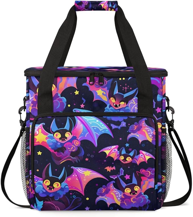 Gothic Bat Coffee Maker Carrying Bag Halloween Bat Travel Storage Bag Compatible with K-Mini or K-Mini Plus Single Serve Coffee Brewer Carrying Case with Multiple Pockets &amp Shoulder Strap