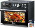 Kitchen in the box 32QT Extra Large Air Fryer Toaster Oven Combo 21-in-1 Countertop Convection Toaster Oven with Rotisserie and Dehydrate 6 Accessories 1800W Dual Cook Preset (Black)