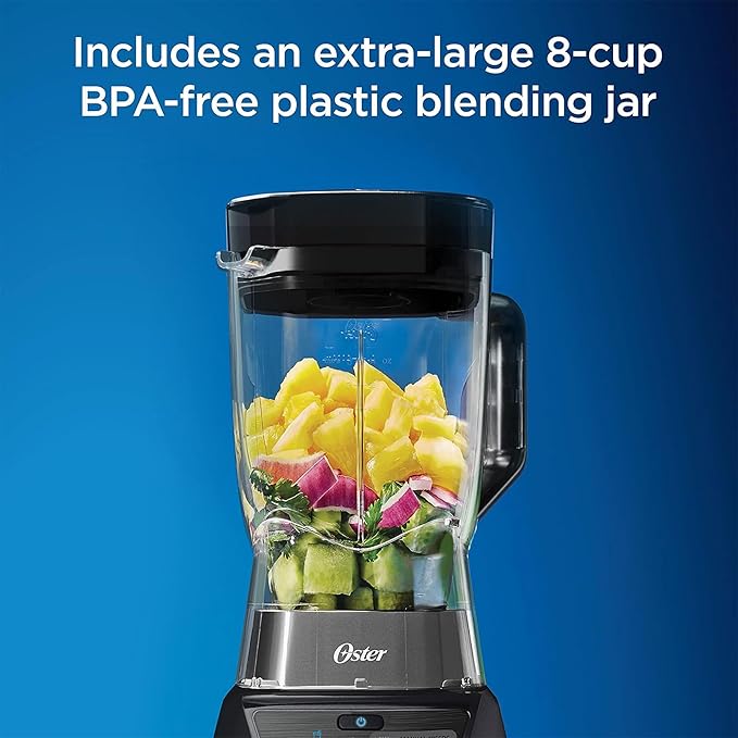Oster Blender and Food Processor Combo with 3 Settings for Smoothies Shakes and Food Chopping Includes 2 24-Ounce Cups and Lids Carbon Grey
