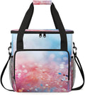 Glitter Flower Coffee Maker Carrying Bag Portable Travel Storage Tote Bag Compatible with K-Mini or K-Mini Plus Single Serve Coffee Brewer Carrying Case with Multiple Pockets &amp Shoulder Strap