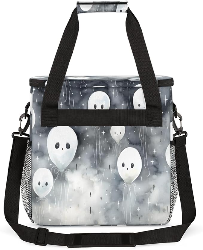 Halloween Ghosts Coffee Maker Carrying Bag Glitter Ghosts Travel Storage Bag Compatible with K-Mini or K-Mini Plus Single Serve Coffee Brewer Carrying Case with Multiple Pockets &amp Shoulder Strap