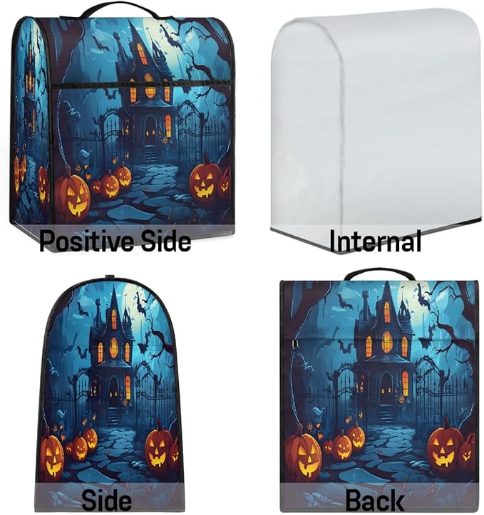 cfpolar Kitchen Aid Mixer Cover Compatible with 6-8 Quarts Halloween Spooky Decorate Stand Mixer Cover Kitchen Aid Mixers Accessories Appliance Organizer Bag Dust Covers with Zipper Pocket