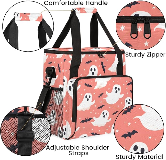 Dreamy Spooky Ghosts Coffee Maker Carrying Bag Portable Travel Storage Tote Bag Compatible with K-Mini or K-Mini Plus Single Serve Coffee Brewer Carrying Case with Multiple Pockets &amp Shoulder St