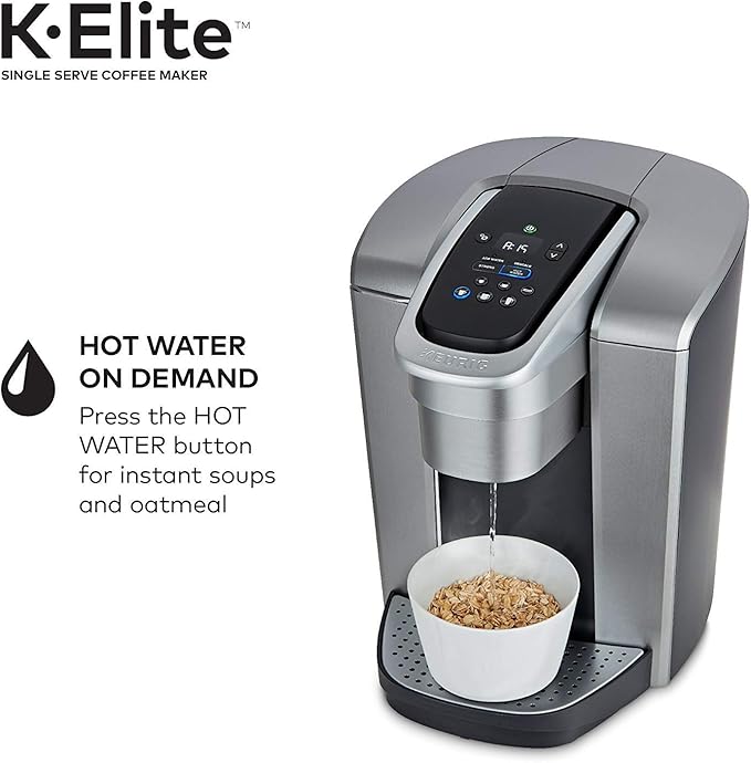 Keurig C K-Elite Maker Single Serve K-Cup Pod Brewer with Iced Coffee Capability Extra Included 75oz Brushed Silver Plus Filter Bundle