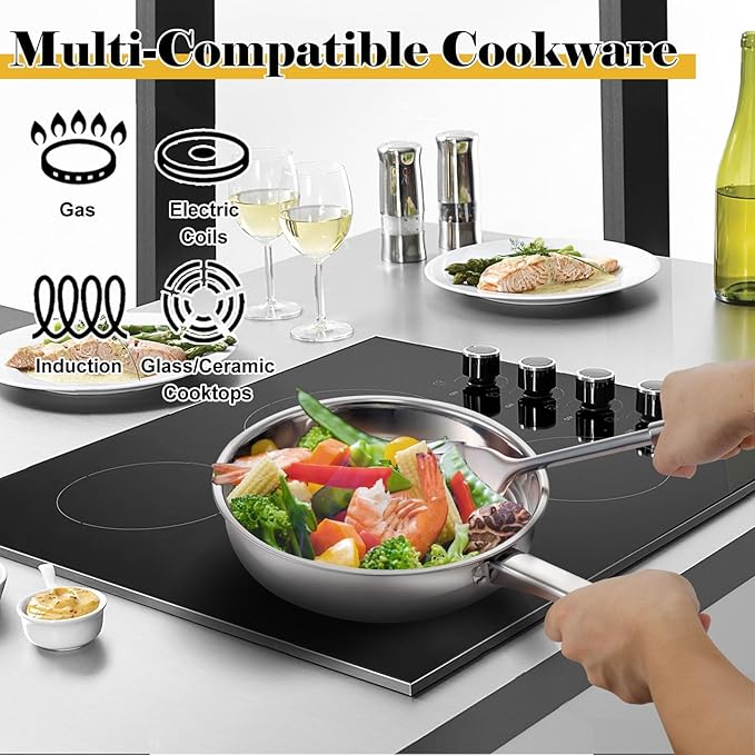 Stainless Steel Cookware Set - 15 Piece Stainless Steel Pots and Pans Set Includes 6 Pots and Pans 6 Lids and 3 Utensils Fixed Handles Induction Safe and Dishwasher Safe