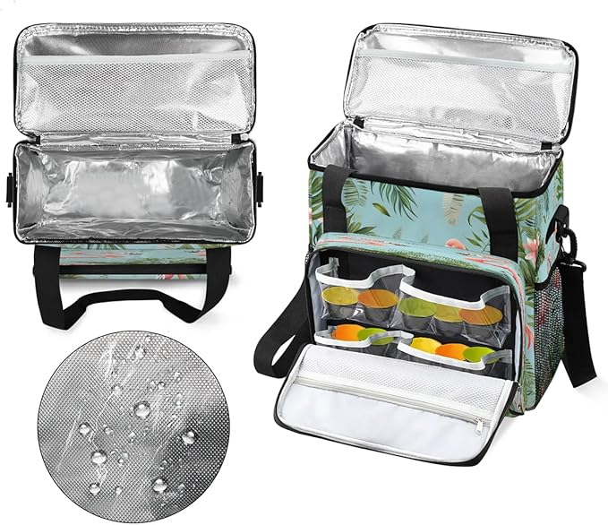Flamingo Palm Leaf Coffee Maker Carrying Bag for Keurig K-Mini or K-Mini Plus Storage Portable Coffee Maker Travel Bag