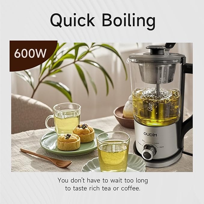 Drip Electric Coffee Maker Electric Kettle Watering Extracts 600 Watts 1.2L BPA-free Tea Free Kettle Coffee Press Glass and Stainless Steel Coffee Maker Tea Kettle