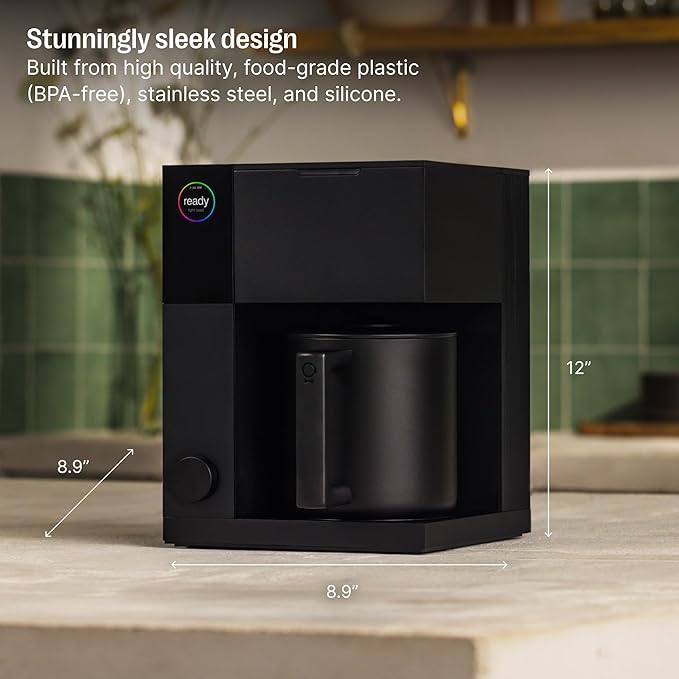 Fellow Aiden Precision Coffee Maker – 10-Cup Thermal Carafe Programmable Drip Coffee Machine Single Serve &amp Batch Brew Adjustable Brew Strength Removable Water Tank Matte Black