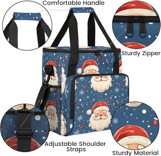 Dreamy Santa Claus Coffee Maker Carrying Bag Portable Travel Storage Tote Bag Compatible with K-Mini or K-Mini Plus Single Serve Coffee Brewer Carrying Case with Multiple Pockets &amp Shoulder Stra