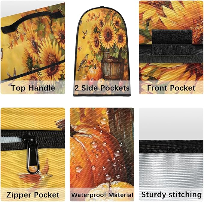 cfpolar Kitchen Aid Mixer Cover Compatible with 6-8 Quarts Pumpkin Sunflower Birds Stand Mixer Cover Kitchen Aid Mixers Accessories Appliance Organizer Bag Dust Covers with Zipper Pocket