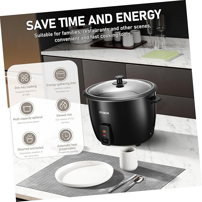 Unomor Electric Rice Cooker with Clear Lid Compact Portable Stew Pot with Keep Warm Function Easy Single Serve Rice Cooker for Home Dorm and Camping US Plug