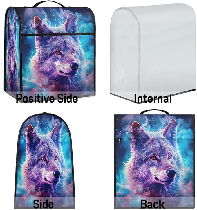 cfpolar Kitchen Aid Mixer Cover Compatible with 6-8 Quarts Animal Cute Wolf Stand Mixer Cover Kitchen Aid Mixers Accessories Appliance Organizer Bag Dust Covers with Zipper Pocket