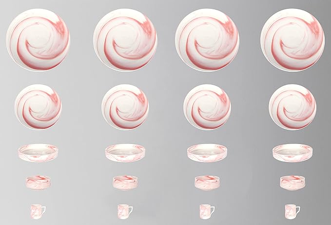 Fine China Artisan Marbled 20pc Dinner Set Pink