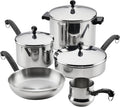 Farberware Classic Series Anniversary Edition Stainless Steel Cookware Set and Lids Induction Ready Dishwasher Safe 8 Piece Pots and Pans Metal Utensil Safe - Stainless Steel