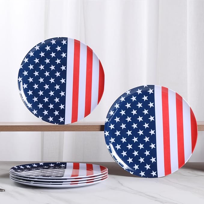 Melamine Dinnerware Sets Independence Day American Flag Melamine Dinner Plates Dishes &amp Bowls Set for 4th July