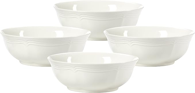 Mikasa French Countryside 40-Piece Dinnerware Set Service for 8 White &amp French Countryside Cereal Bowl 7-Inch Set of 4 White - F9000-421 30 ounces