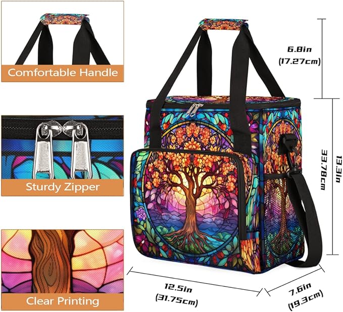 Tree Of Life Ethnic Painting Coffee Maker Carrying Bag Coffee Machine Travel Storage Bag Compatible with K-Mini or K-Mini Plus Portable Single Serve Coffees Brewer Case with Pockets for K-Cup Pods