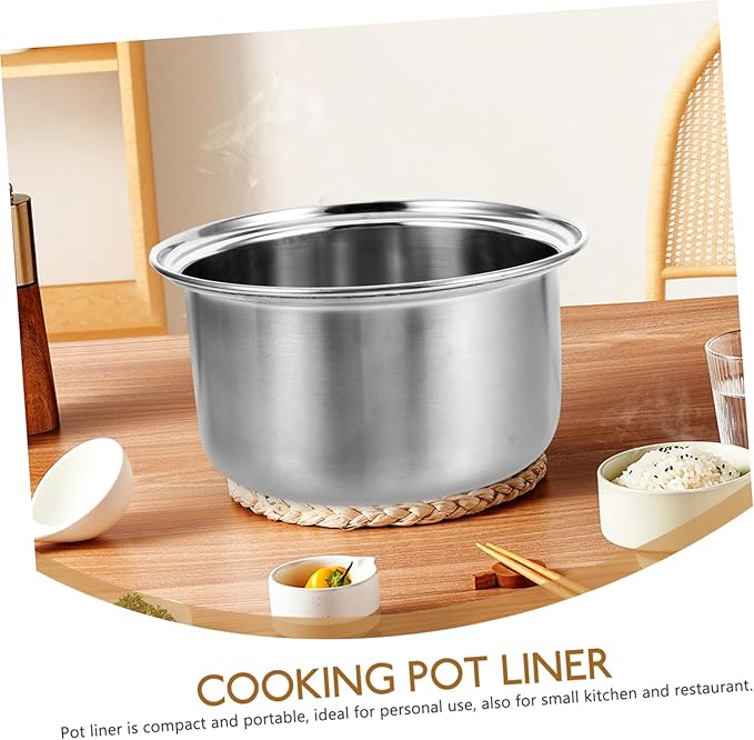 Stainless Steel Soup Hot Pot Inner Stock 6.6 Inch Pot Liner for Induction Cookers Compact Portable Cooking Liner for Soups Stews and Hot