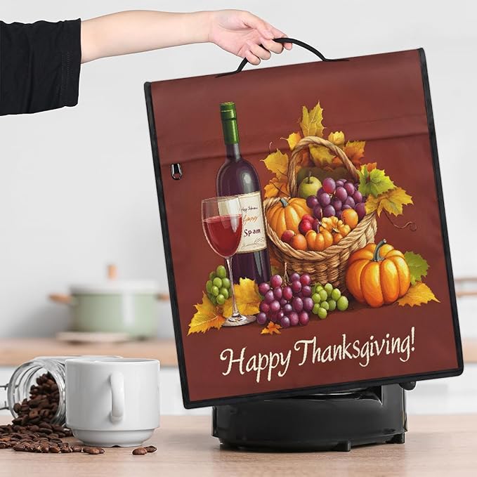 cfpolar Kitchen Aid Mixer Cover Compatible with 6-8 Quarts Thanksgiving Grape Wine Pumpkin Stand Mixer Cover Kitchen Aid Mixers Accessories Appliance Organizer Bag Dust Covers with Zipper Pocket
