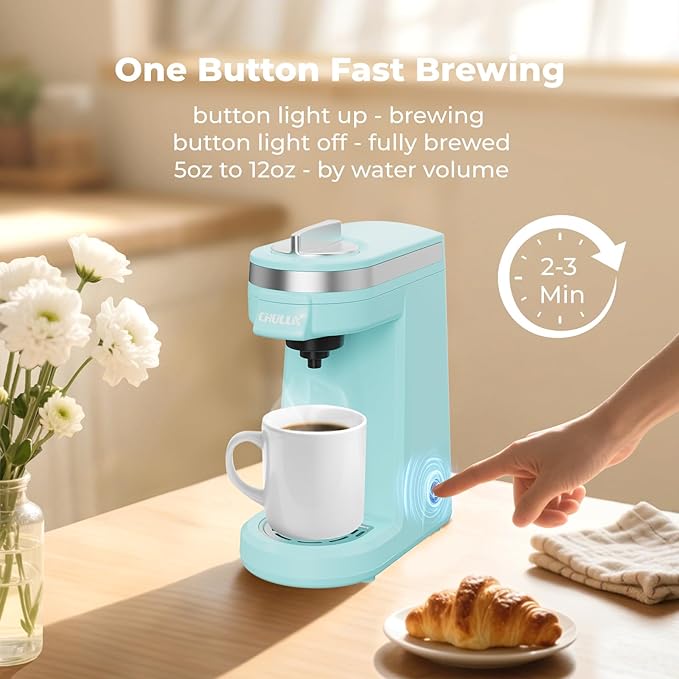 CHULUX Mini Coffee Maker for K Capsule Single Serve Coffee Maker for One Cup Americano Lightweight Pod Coffee Machine Aqua