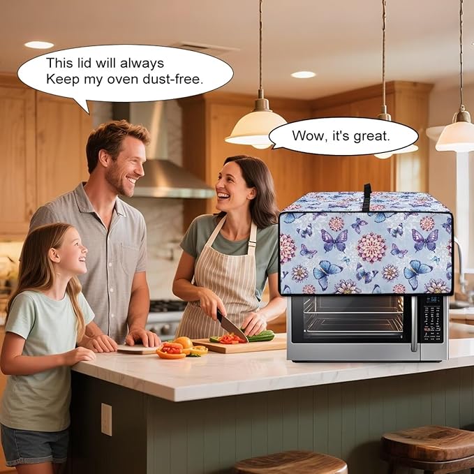 Butterfly Toaster Oven Cover Wide Slot Boho Mandala Print Toaster Oven Air Fryer Cover Dustproof Universal Fit Most Standard Toasters Blue