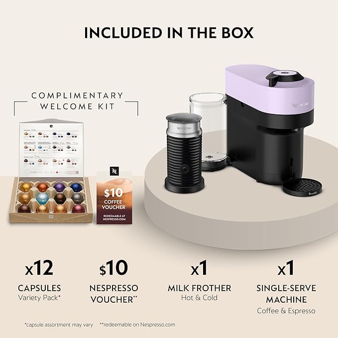 Nespresso Vertuo Pop+ Bundle by Breville Lilac