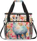 Alpaca Flower Coffee Maker Carrying Bag Portable Travel Storage Tote Bag Compatible with K-Mini or K-Mini Plus Single Serve Coffee Brewer Carrying Case with Multiple Pockets &amp Shoulder Strap