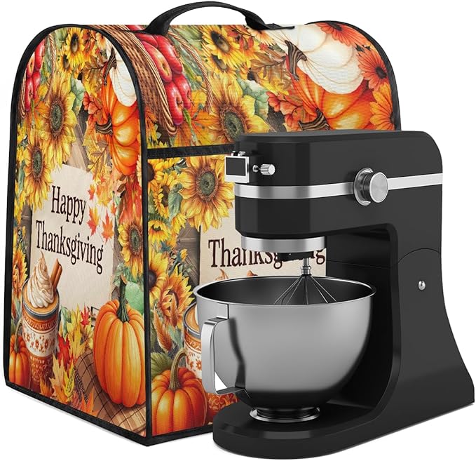 cfpolar Kitchen Aid Mixer Cover Compatible with 6-8 Quarts Thanksgiving Pumpkin Apples Stand Mixer Cover Kitchen Aid Mixers Accessories Appliance Organizer Bag Dust Covers with Zipper Pocket