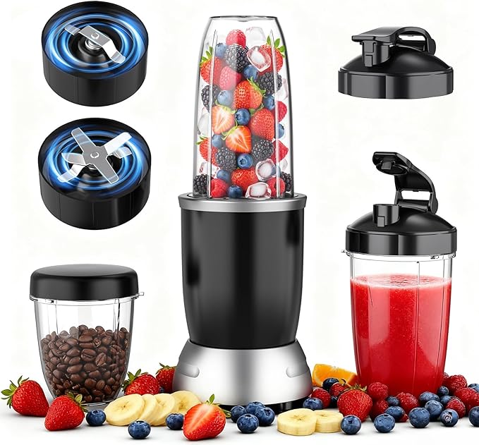 Countertop Blenders for Kitchen 25000RPM Personal Blender for Shakes and Smoothies with 37oz 32oz 23oz Portable Cups Smoothie Blender for Ice Crushing Frozen Drinks Milkshake Juice Nuts