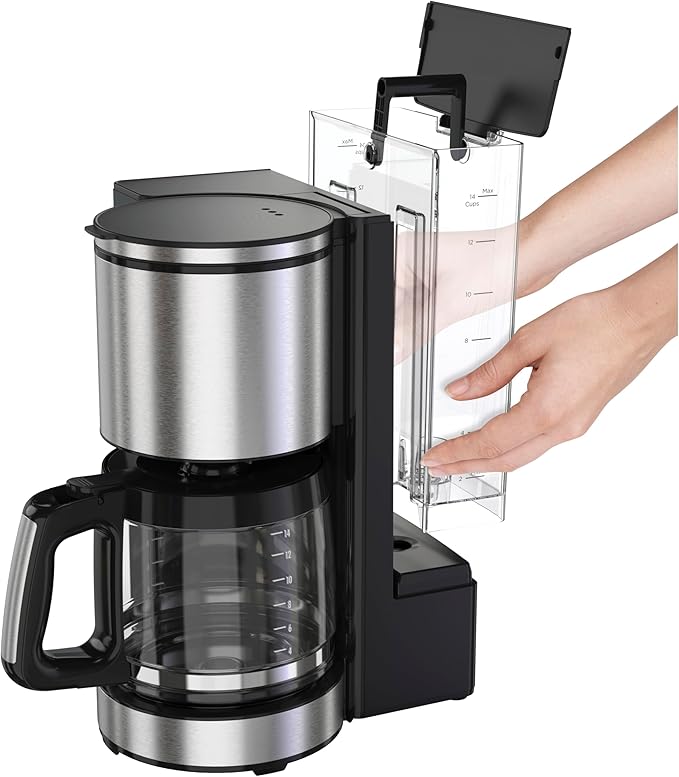Hamilton Beach 14 Cup Programmable Coffee Maker with Easy Measure Light Up Reusable Filter Removable 70 Oz. Water Reservoir Black and Stainless Steel