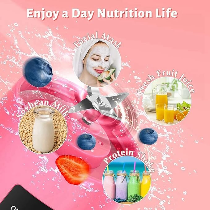 2X Blender Mini Blender for Shakes and Smoothies Rechargeable USB 380Ml Traveling Fruit Juicer Cup with 6 Blades
