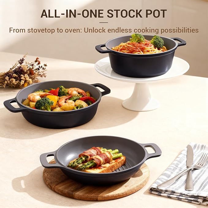 Ammeloo 18 Pcs Pots and Pans Set Non Stick &amp Ammeloo 8-Piece Ceramic Cooking Pot Set