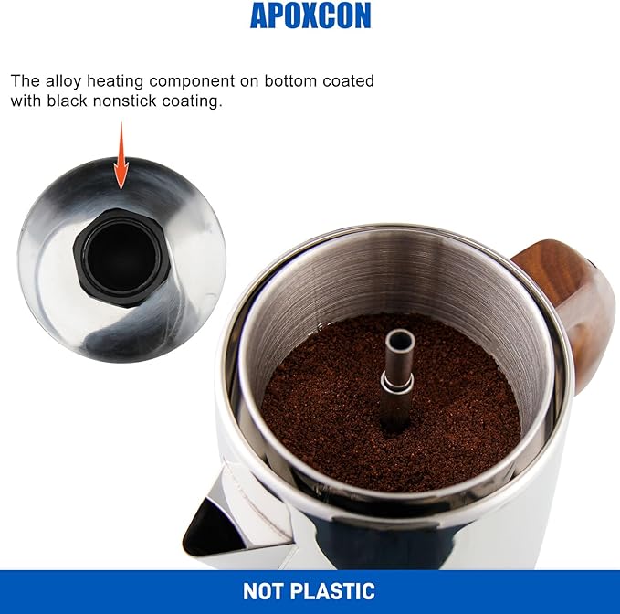 Electric Coffee Percolator Stainless Steel Coffee Maker with Tough Glass Clear Brew Progress Knob &amp On/OFF Switch Keep Warm Cordless Serve for Home and Hotel Room Use Gift Box Packaging 6 Cup