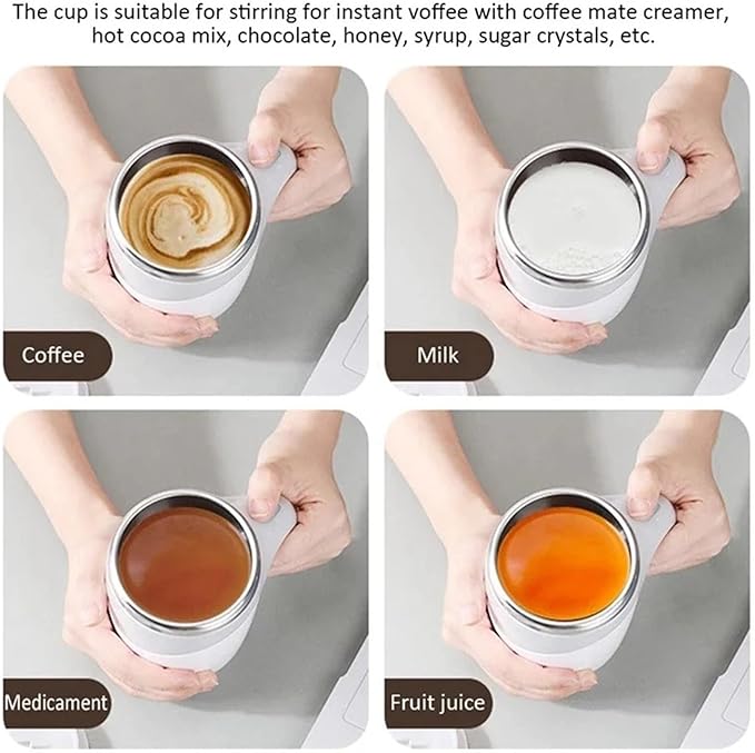 Self Stirring Coffee Mug Automatic Mixing Cup 380ml Portable Rechargeable Electric Stirring Stainless Steel Magnetic Rotating Blender Stirring CupElectric Stirring Cup