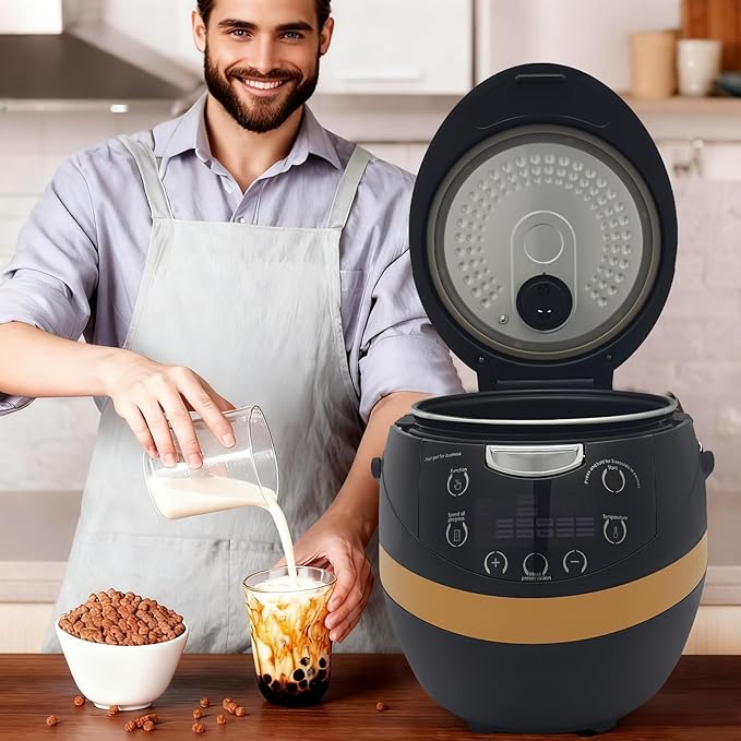 Automatic Boba Pearl Cooker 8L / 1.76 Gal Capacity - 1200W Commercial Tapioca Cooker with 86-158°F Warming Ideal for Restaurant Dessert Cafe